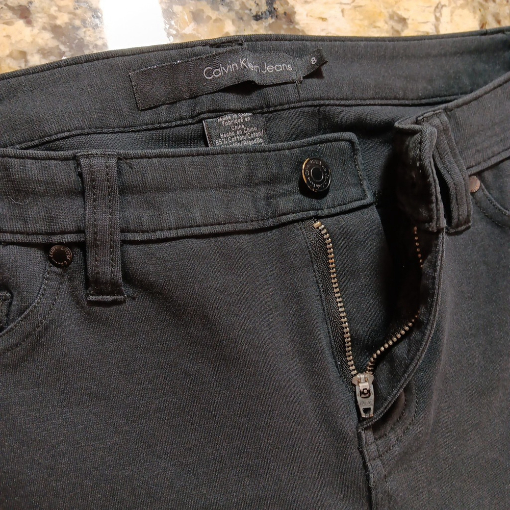 Size 8 X 27 Calvin Klein Jeggings Black Stretchy Womens Hemmed - Picture 2 of 12